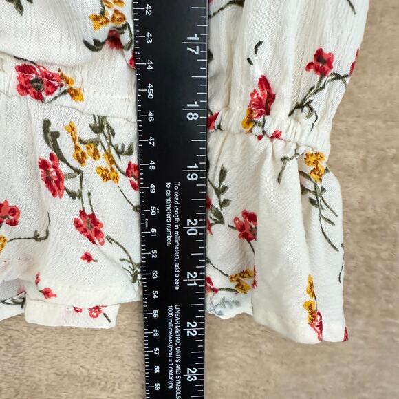 Floral‎ Peasant Peplum Blouse Womens XL White Long Sleeve Boho Cottagecore NWT - Picture 10 of 12